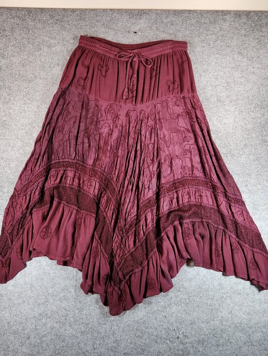 Coldwater Creek Dresses & Skirts - Coldwater Creek Boho Whimsical Fairy Tiered Skirt - Burgundy Medium